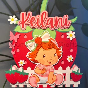 Custom Strawberry Shortcake Cake Topper: Personalized Birthday Party Decor