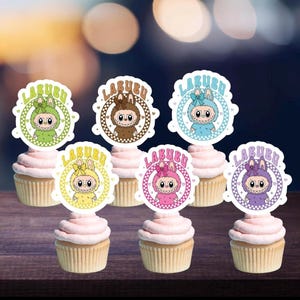 Labubu Cupcake Toppers: Kawaii Birthday Party Decorations