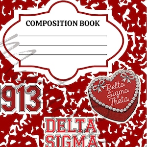 Pegatina para cuaderno de composición de la hermandad Delta Sigma Theta Inc., letra griega 1913, servicio D9, descarga digital PNG transparente