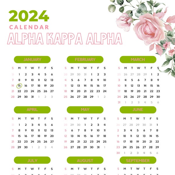 Alpha Kappa Alpha 2024 Calendar Etsy