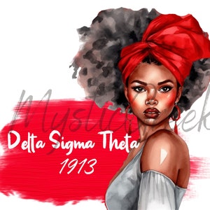 Delta Sigma Theta Sorority Inc Watercolor Beautiful Women 1913 Service D9 Greek Transparent PNG Image Digital Download