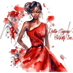 Delta Sigma Theta Sorority Inc Watercolor Beautiful Women 1913 Service D9 Greek Transparent PNG Image Digital Download