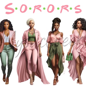 Alpha Kappa Alpha Sorority Inc 1908 Service D9 Beautiful Black Women AKA Transparent Image PNG Digital Image Download