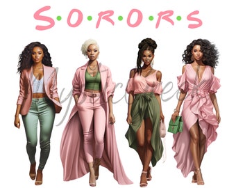 Alpha Kappa Alpha Sorority Inc 1908 Service D9 Beautiful Black Women AKA Transparent Image PNG Digital Image Download