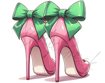 Pink High Heels Alpha Kappa Alpha Sorority Inc 1908 Elegant Watercolor Transparent Image PNG Digital Image Download
