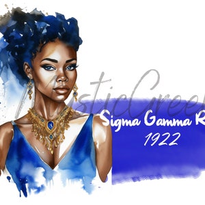 Sigma Gamma Rho Sorority Inc 1922 Women Blue Gold D9 Greek Watercolor Transparent PNG Digital Image Download