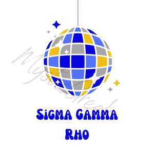 Sigma Gamma Rho Retro Sparkle Disco Ball 1922 Sorority PNG Digital Image Download