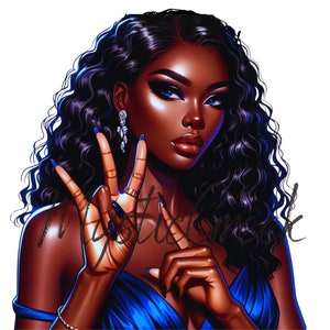 Sigma Gamma Rho Sorority Inc 1922 Beautiful African American Black  Women Blue Gold D9 Greek Watercolor Transparent PNG Digital Download