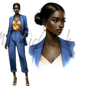 Business Women Sigma Gamma Rho Sorority Inc 1922 Women Blue Gold D9 Greek Watercolor Transparent PNG Digital Image Download