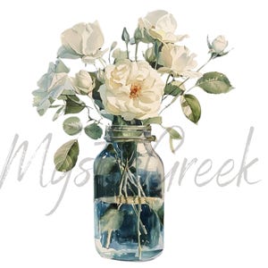 Rosa blanca en tarro de albañil Zeta Phi Beta Hermandad Letra griega D9 Descarga digital PNG transparente