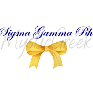 Kokette Bogen Omega 1922 Sorority Gelb Gold Königsblau griechischer Buchstabe D9 griechischen transparenten PNG digitaler Download