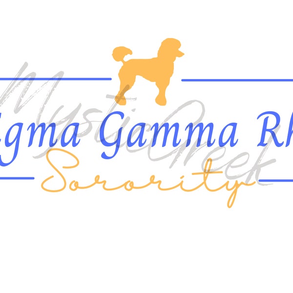 Sigma Gamma Rho 1922 Sorority Yellow Gold Royal Blue Poodle Greek Letter D9 Greek Transparent PNG Digital Download