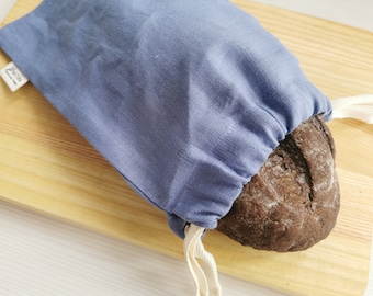 Brotbeutel aus Leinen. Aufbewahrungsbeutel aus Leinen. Küchenzubehör. Knopfset. Wiederverwendbare Spielzeugtasche aus natürlichem stonewashed Leinen. Brotkasten aus Leinen