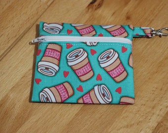 Coffee Print Coin Purse - Lipstick Holder - Card Holder