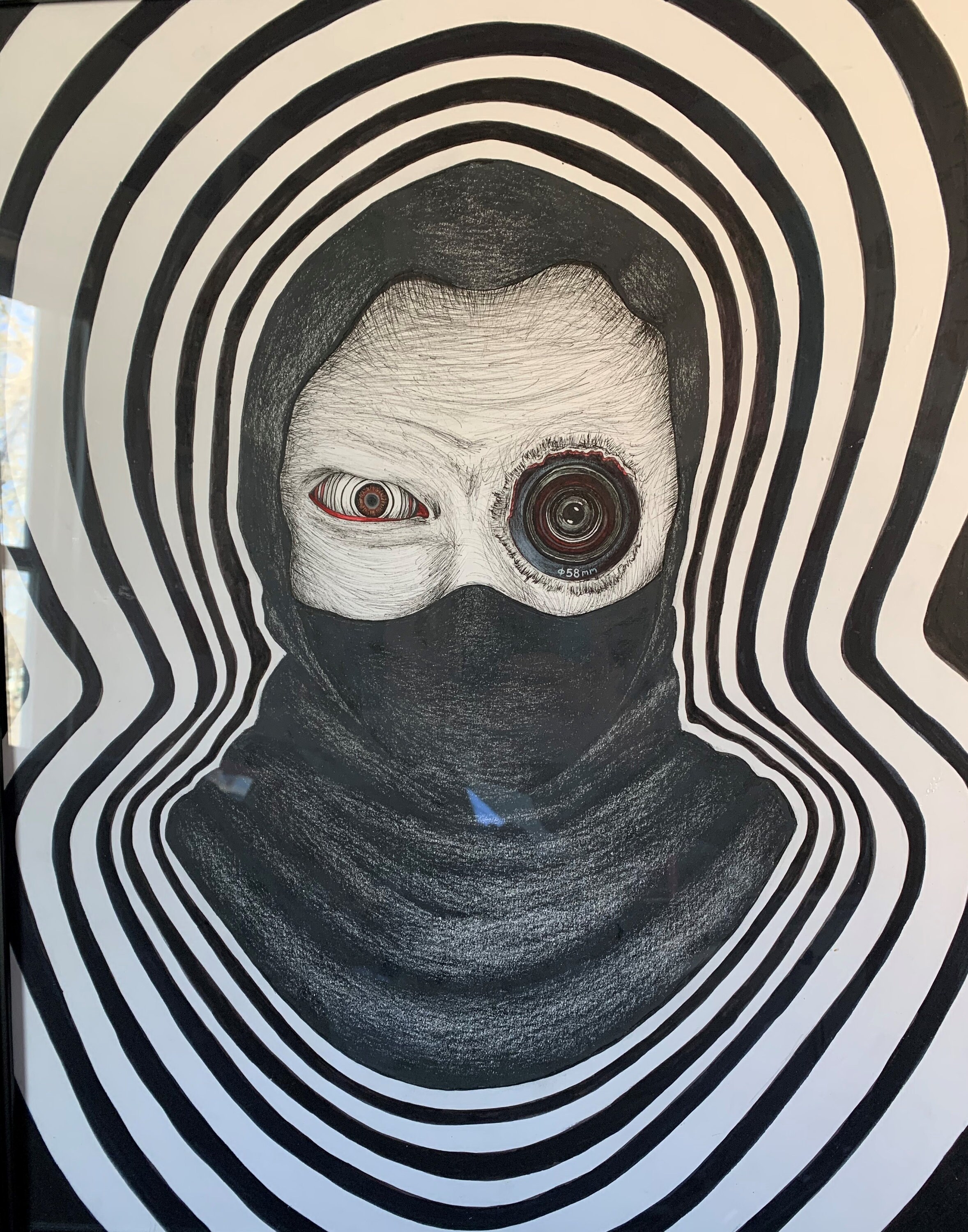 Drawing of Hooded Figure in frame | Etsy