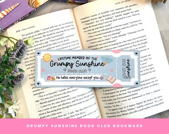 Grumpy Sunshine Book Club Bookmark | Book Tropes | Laminated bookmark | Bookish Gift | Romance Reader Bookmark | Bookworm Gift | Book Lover