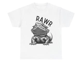 Bearded Dragon Funny Tee, Rawr Reptile Love Shirt, Beardie Silly Sassy Top, Unisex Heavy Cotton T-Shirt, Gift for Reptile Lovers