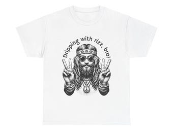 Hippy Dripping Peace Sign Unisex Tee, Funny Hippy Shirt, Hippie Gift, Cool Tie Dye Shirt, Hippy Clothing, rizz hippy