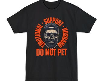 Emotional Support Husband Do Not Pet T-Shirt | Skull Pilot Helmet Design