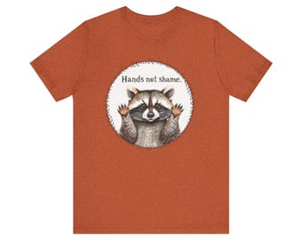 Raccoon Hands Up Woodland Creature T-Shirt | Playful No Shame Design