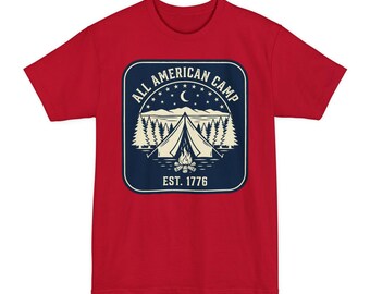 All American Camp tent campsite graphic T-Shirt | vintage camping design