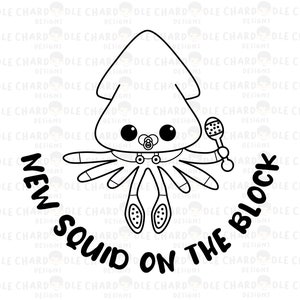 New Squid on the Block SVG/Squid Clipart/New Baby Vector/Squid New Baby Nursery Decor Clipart/Squid PNG/New Baby Squid EPS