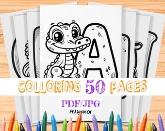 Animal Alphabet Coloring Pages: Kids Preschool Activity (PDF)