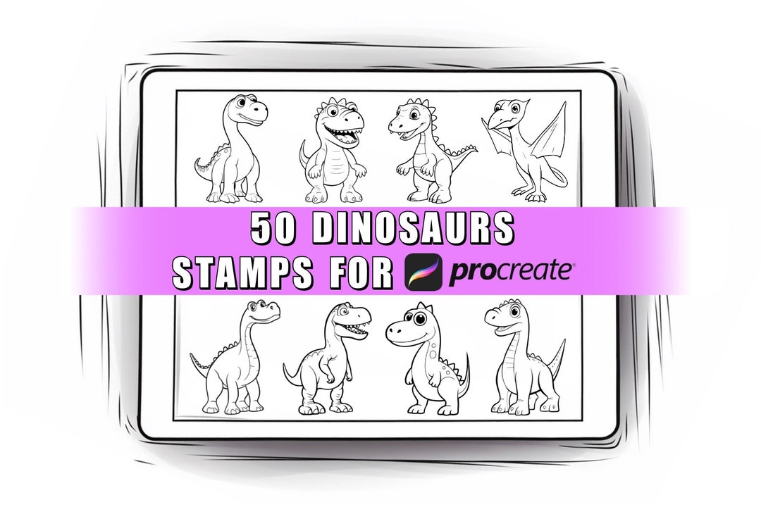 50 Dinosaur Procreate Stamps | Dinosaur Procreate Stamps | Cute ...