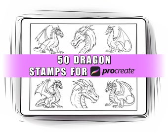 50 種類のドラゴン Procreate スタンプ ブラシ | Procreate ドラゴン | ドラゴン スタンプ | ドラゴン年 | Procreate 新年 | Procreate マジック | 2024