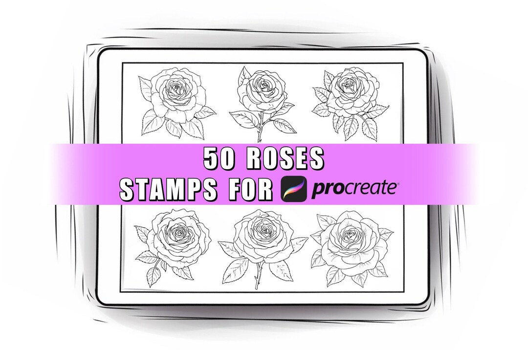 50 Roses Procreate Stamps | Flower Procreate Stamps | Flower Stamp ...