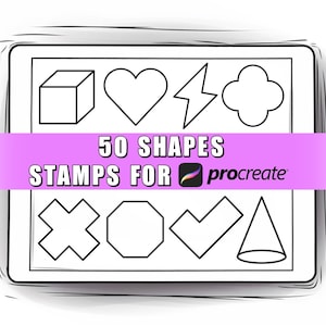 50 Shape Procreate Stamps | Shape Procreate Brush | Geometric Shapes | Geometric Procreate | Procreate Geometric Shapes | Basic Shapes Stamp