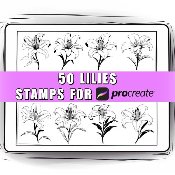 50 Lilies Procreate Stamps Brushes | Procreate Lily | Lily Stamps | Lily Brushes | Procreate Flower | Flowers Stamps | Flower Brush | Floral