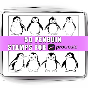 50 penselen pinguïn voortplanten | Pinguïnpostzegels | Pinguïnborstels | Schattige pinguïn | Pinguïn voortplanten | Pinguïn-clipart | Winterpostzegels