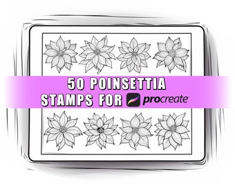 50 個のポインセチア Procreate スタンプ ブラシ | Procreate ポインセチア | 冬のスタンプ | クリスマス ボタニカル | クリスマス プラント | Procreate クリスマス