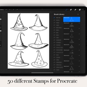 50 Witch Hat Procreate Stamps | Procreate Magical Hat Stamps ...