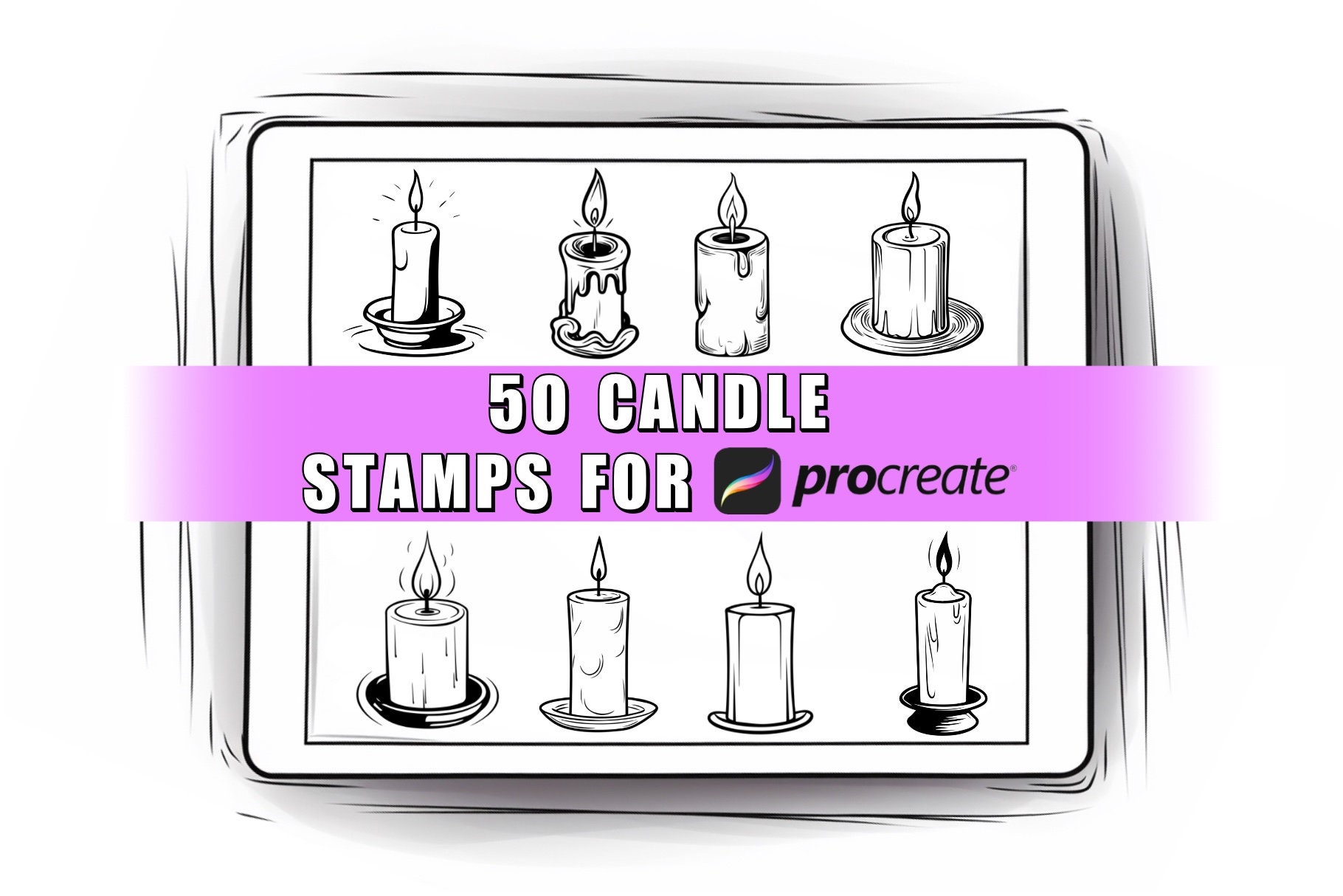 50 Procreate Stempel Brushes | Procreate Kerze | Kerzenstempel | Kerzenflamme | Kerze Procreate Bundle | Procreate Gekritzel