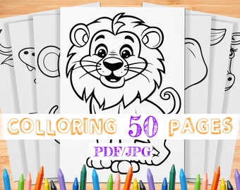 50 kleurplaten safaridieren voor kinderen | Safari Kleurplaten | Kleurplaten voor kinderen | Dierenlakens | Dierenkleuring | Babyshoweractiviteiten