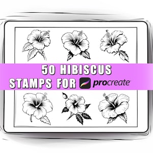 50 Hibiscus Flower Procreate Stamps: Floral Brush Set (Digital Download)
