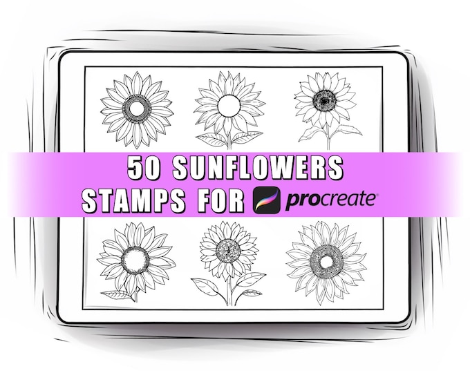 50 Sunflower PNG SVG | Procreate Tattoo Brushes Stamps | Floral ...