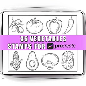 35 Vegetables Procreate Stamp Brushes | Vegetable stamps | Vegetable brushes | Procreate brushes | Food Stamp | Food Brush | Procreate Food