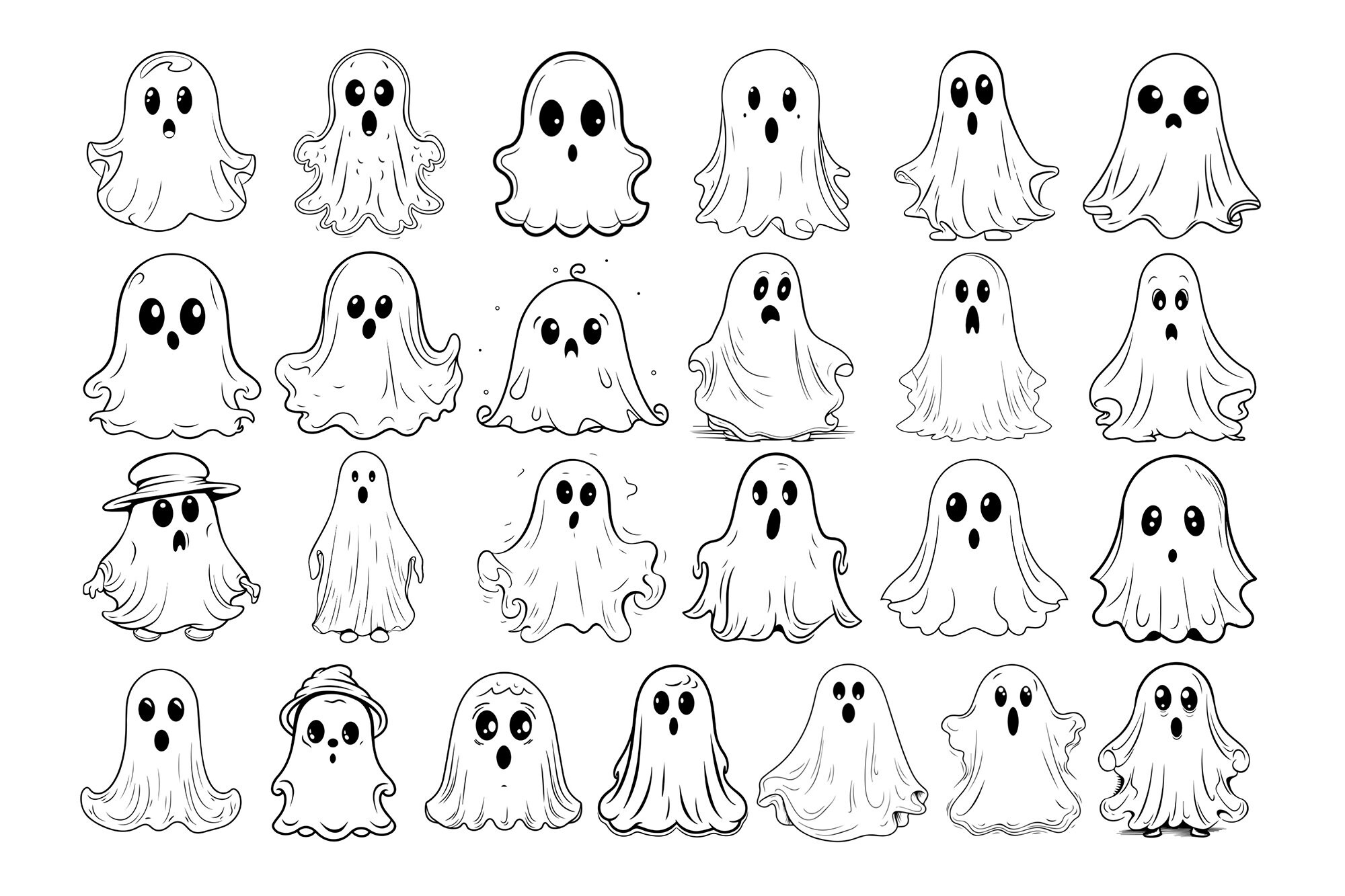 50 Ghost Procreate Stamps | Halloween Procreate Stamps | Procreate ...