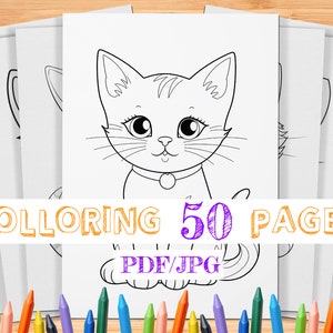 50 Kittens Coloring Pages for Kids | Cats Coloring Pages | Kids Coloring Book | Digital Coloring Pages | Animal Coloring pages | Coloring