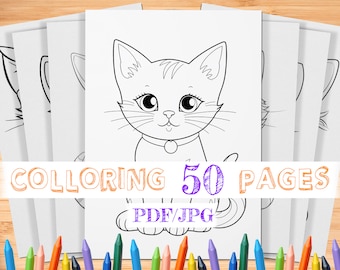 50 Kittens Coloring Pages for Kids | Cats Coloring Pages | Kids Coloring Book | Digital Coloring Pages | Animal Coloring pages | Coloring