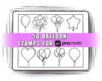 50 バルーン Procreate スタンプ ブラシ | バルーン Procreate スタンプ | Procreate セレブレーション | Procreate パーティー | Procreate バースデー | Procreate