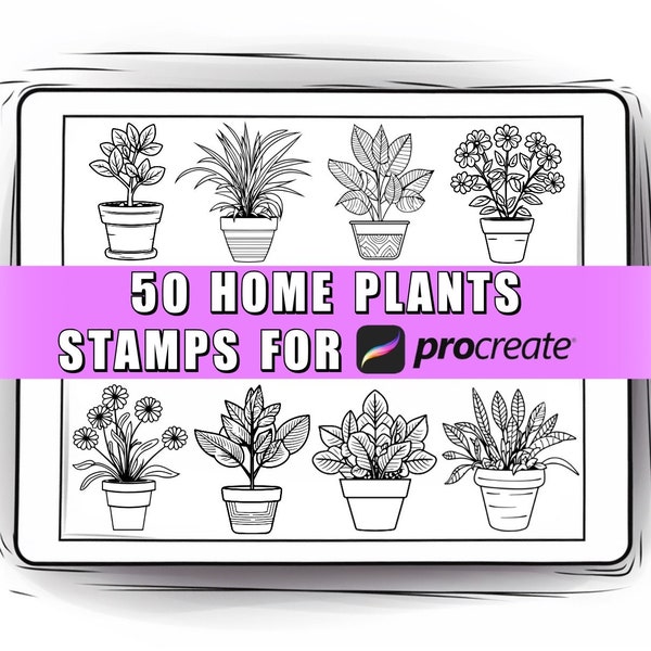 50 Home Plant Procreate Stamps | Procreate Plant | Procreate Flowers | Indoor Plants | House Plant | Potted Plants | Floral | Botanical