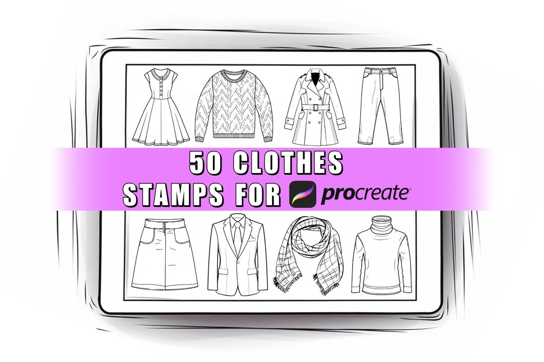 50 Clothes Procreate Stamps Brushes | Procreate Clothes | Procreate ...