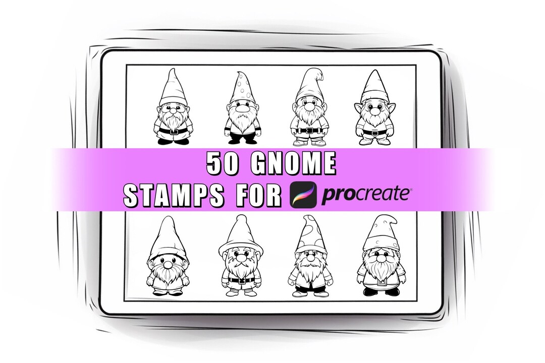 50 Gnome Procreate Stamps Brushes | Procreate Gnome | Gnome Stamps ...