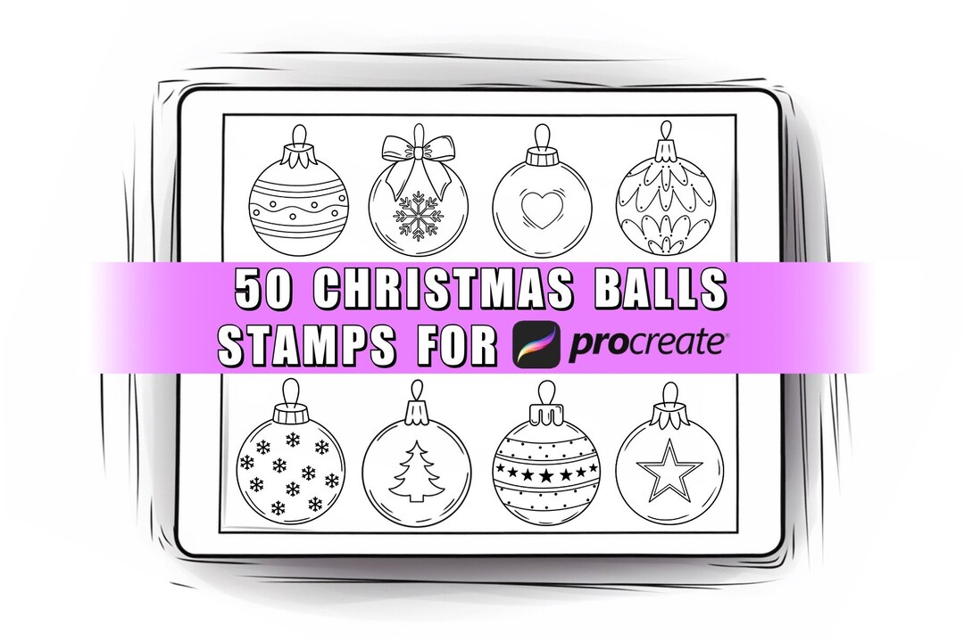 50 Christmas Balls Procreate Stamps Brushes | Procreate Winter Brushes ...