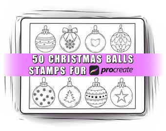 50 Christmas Balls Procreate Stamps Brushes | Procreate winter brushes | Christmas Brushes | Procreate Christmas Balls