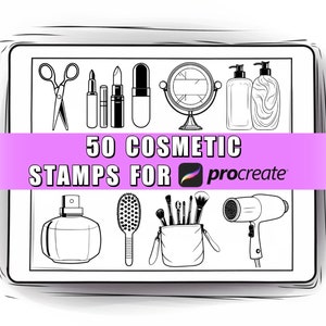 50 Cosmetic Procreate Stamps Brushes | Procreate Cosmetic | Procreate Beauty | Procreate Makeup | Lipstick | Mascara | Perfume | Procreate
